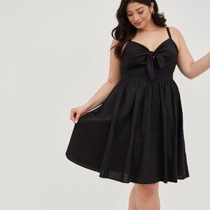 Mini Poplin Tie-Front Skater Dress
